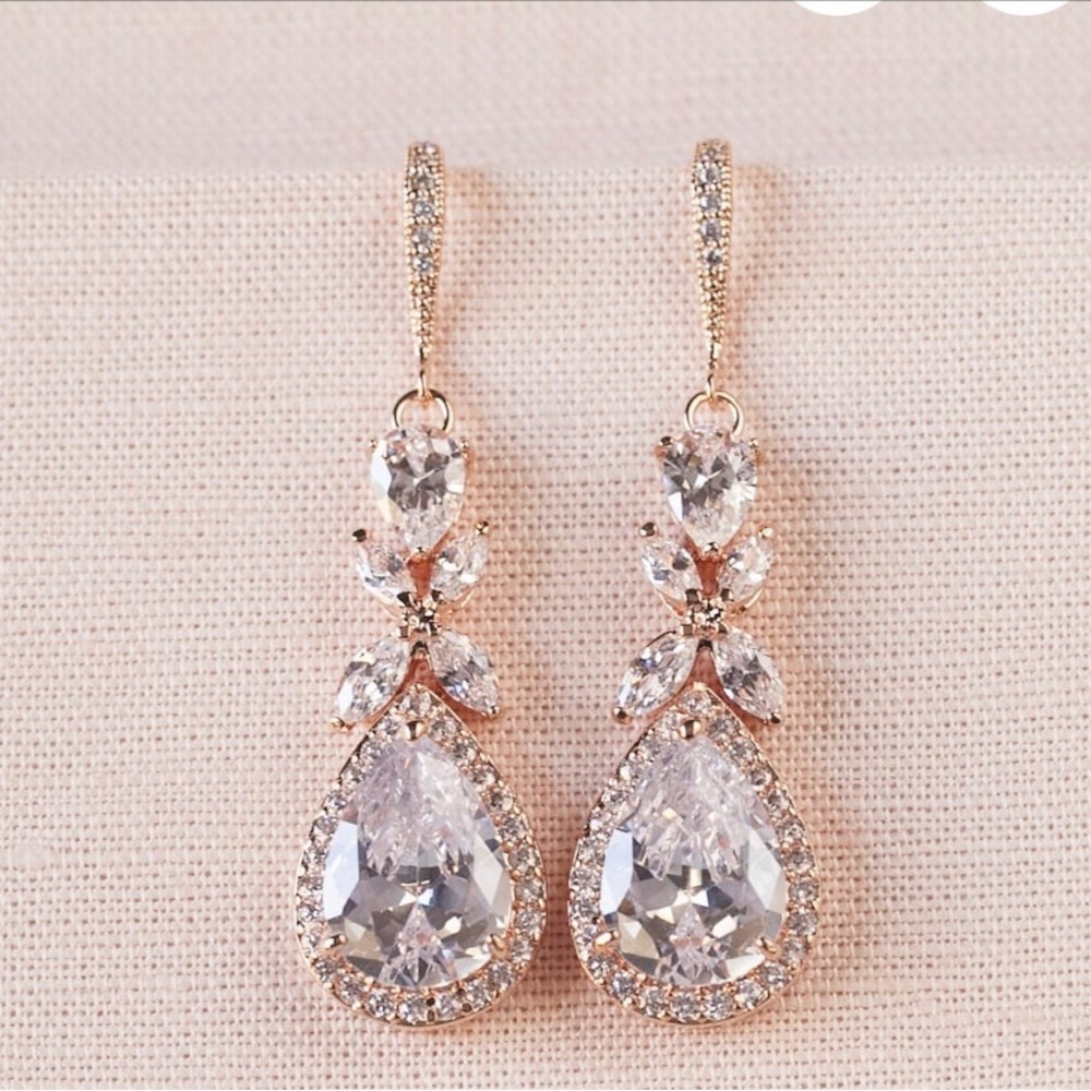 Rose gold earrings wedding